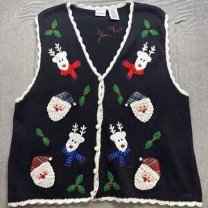 Bobbie Brooks Black Holiday Sweater Vest
